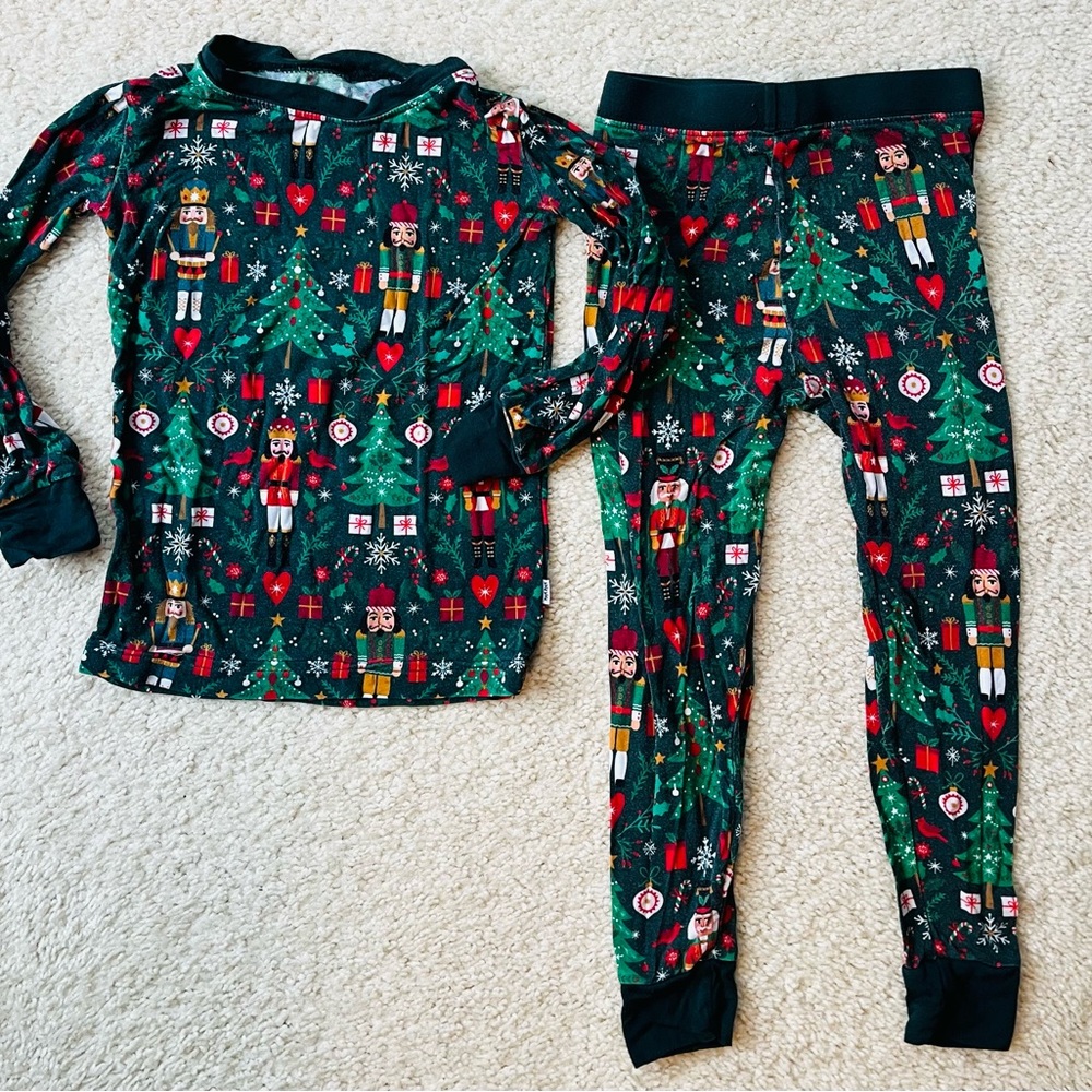 Little Sleepies bamboo Green Nutcracker Christmas holiday long sleeve Pajama Set